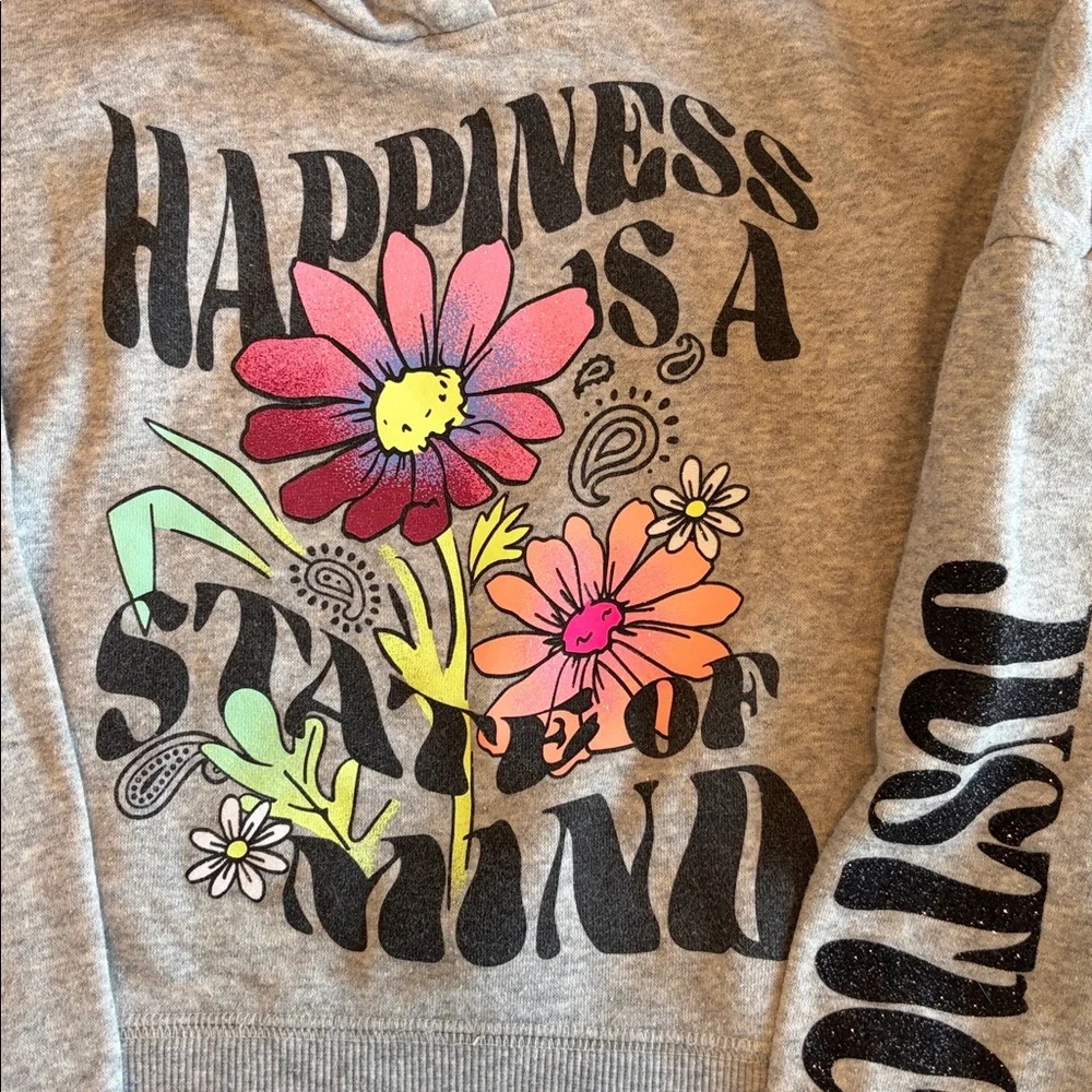 Justice Gray Hoodie with Floral Design Size XS (5/6)